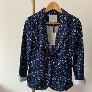 BNWT ICHI Navy Floral Print Jersey Blazer